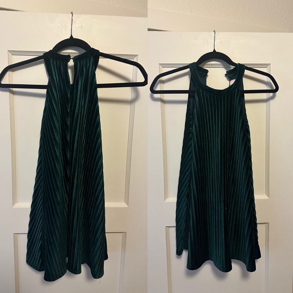 Green velvet dress for kids